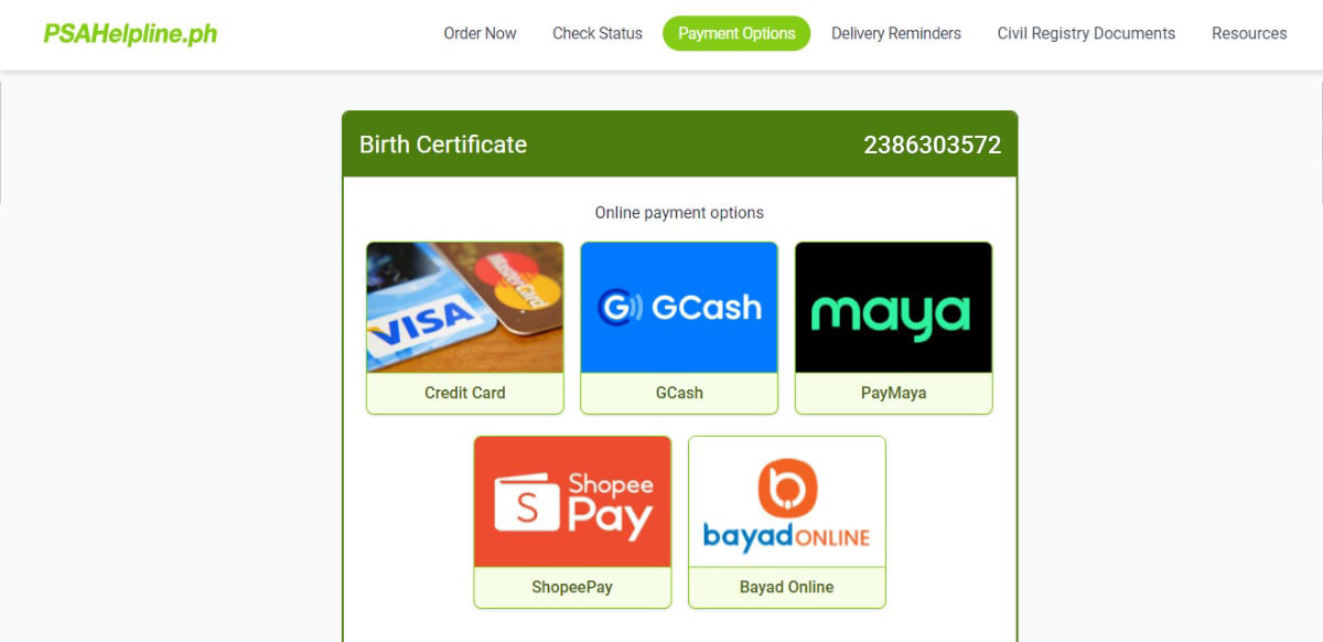How to pay for PSA birth certificate online